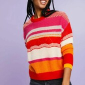 Яскравий джемпер з суміші мохеру та вовни у смужку р.s
