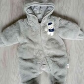 Leerjia плюшевый теплый комбинезон с капюшоном на малечу до 6 месяцев 