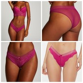 Hunkemoller! Мереживні жіночі труси з попкою із сіточки Хл розмір festival fuchsia! Лот 20