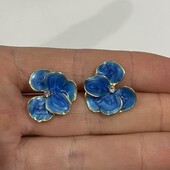 Гарні сережки квіти пусети мед золото з емаллю