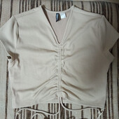 Молодіжний укорочений кроп-топ в рубчик із стяжками(H&M) , р. L