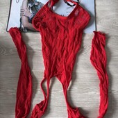 Сексуальный красный комбинезон сетка