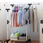 Вішалка на підлогу подвійна на коліщатках