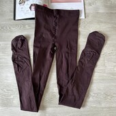 Плотные коричневые колготки с открытым доступом