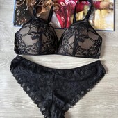 Чорний бюстгальтер без кісточок і труси 80b и трусы