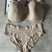 Гладкий бежевый бюстгальтер 85g и трусы