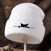 Стильна шапка з котиком біла або рожева — тепла, м’яка та дуже милa