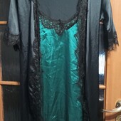 Атласний халат+ пенюар. Розм.S.