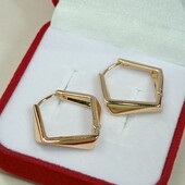 Красивые геометрические серьги. Позолота 585 пробы 18К.