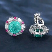 Кліпси круглі, сяючі циркони, кристал, крижана квітка