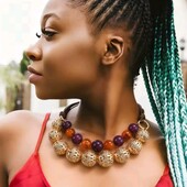 Намисто кольє, богемне, об'ємне, акцентне, шари, кулі