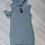 Shein брендовое стильное женское платье с капюшонном размер S M