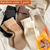 5 пар Тёплые носочки в рубчик на флисе 5 цветов