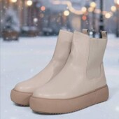 Зима! Натуральная Кожа! бежевые "челси" 36,37,38р