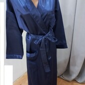 Домашній атласний максі халат 17% бавовна S розмір