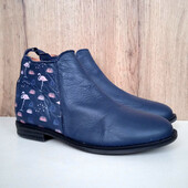 Нові дитячі повністю шкіряні черевики, сині демі напівчеревики, весна осінь, р. 34