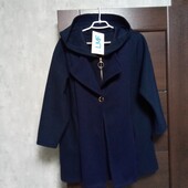 Новое брендовое демисезонное легкое пальто-куртка с капюшоном на молнии р.14-16.