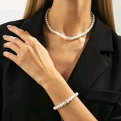 Перловий набір, сет, комплект прикрас кольє, браслет, сережки