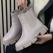 Зима! Натуральная Кожа+натур мех! серо-беж челси 36,38,39,40р