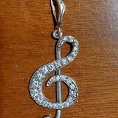 Срібний кулон скрипковий ключ 925 проба.