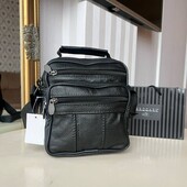 Чоловіча сумка чорна поштальонка натуральна шкіра