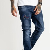 Зима.Джинсы Fangsida 1121 мужские полубатальные синие стрейчевые