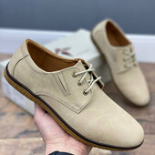 Мужские нубуковые туфли макасины на шнуровке.