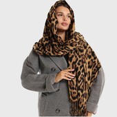 Альпака! Шикарний великий фірмовий шарф- альпака леопард Zara 220Х45см.