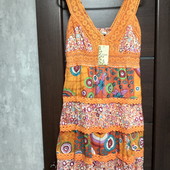 Розпродаж!!! Брендовый новый коттоновый сарафанчик с ажурными вставками р.12-14