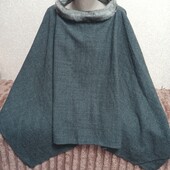 Гарне сіре тепле акрилове пончо