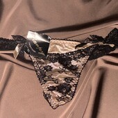 Жіночі трусики-стрінги з бантиками Planjoy, бежеві XS