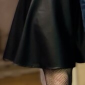 Кожаная юбка с поясом