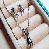 Детский серебряный набор Кошки проба 925