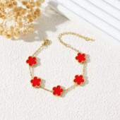 Браслет з п'ятьма листами конюшини, нержавіюча сталь, конюшина, клевер