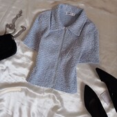 Трендова кофтинка/блуза на блискавці ніжно-блакитного кольору