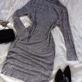 Сукня в широкий рубчик у кольорі сірий меланж