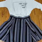 комплект спідниця та біла блузка з тонкого трикотажа