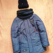Куртка зимняя в комплекте с шапкой и снудом р 134-140 