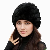 Шикарная шапка из меха кролика рекс на вязаной основе