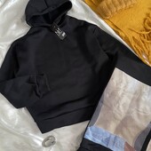 Трендовий худі у чорному кольорі на флісі