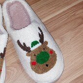 Новогодние Рождественские Домашние комнатные тапочки стелька 25,5