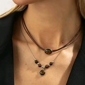 Подвійна прикраса, комплект кольє, ланцюжок, шнурок з підвісками
