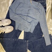 Кофтинка на кнопках у горошок у блакитному кольорі