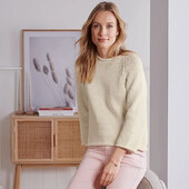 ♕ Стильний, сучасний светр грубої в'язки зі стрічкової пряжі, розмір наш 44-46(36/38 євро)нюанс