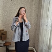 Прекрасна сорочка в смужку з нашивками + спідниця - олівець ❄️