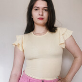 Трикотажный топ pink woman в трендовом цвете “масло”!