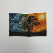 Картина « День і ніч» вишита бісером , ручна робота