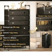 Напольная 6-уровневая прямая полка для обуви 140х63х28 Черная