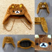 Зимова тепла шапка - вушанка ведмідь Рилаккума аніме шапка з вушками