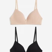 Арт.733 комплект бюстгальтерів жіночих чорний+бежевий без кісточок від h&m 80D.
